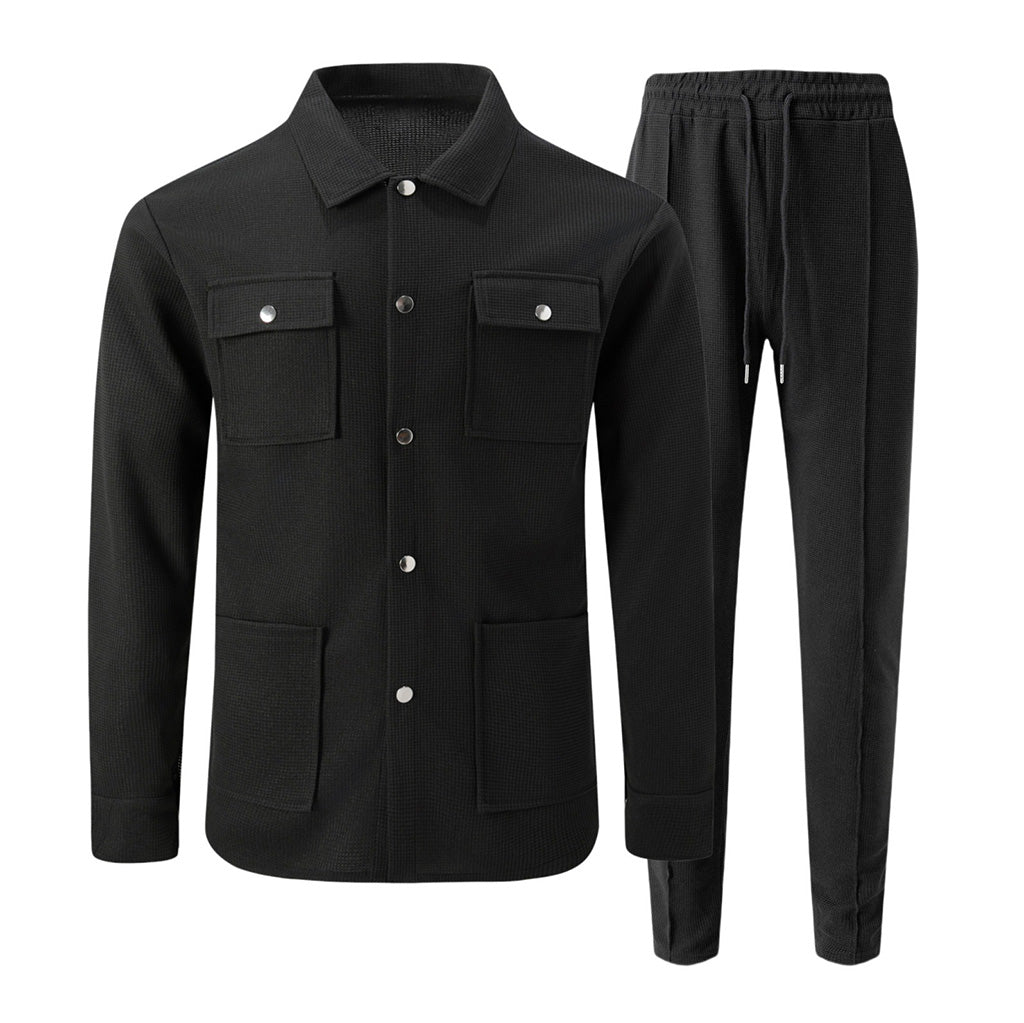 ⏰ 💖Black Friday Mega Deal – 50% off!💖✨Men's Casual Waffle Knit Jacket and Pants Set